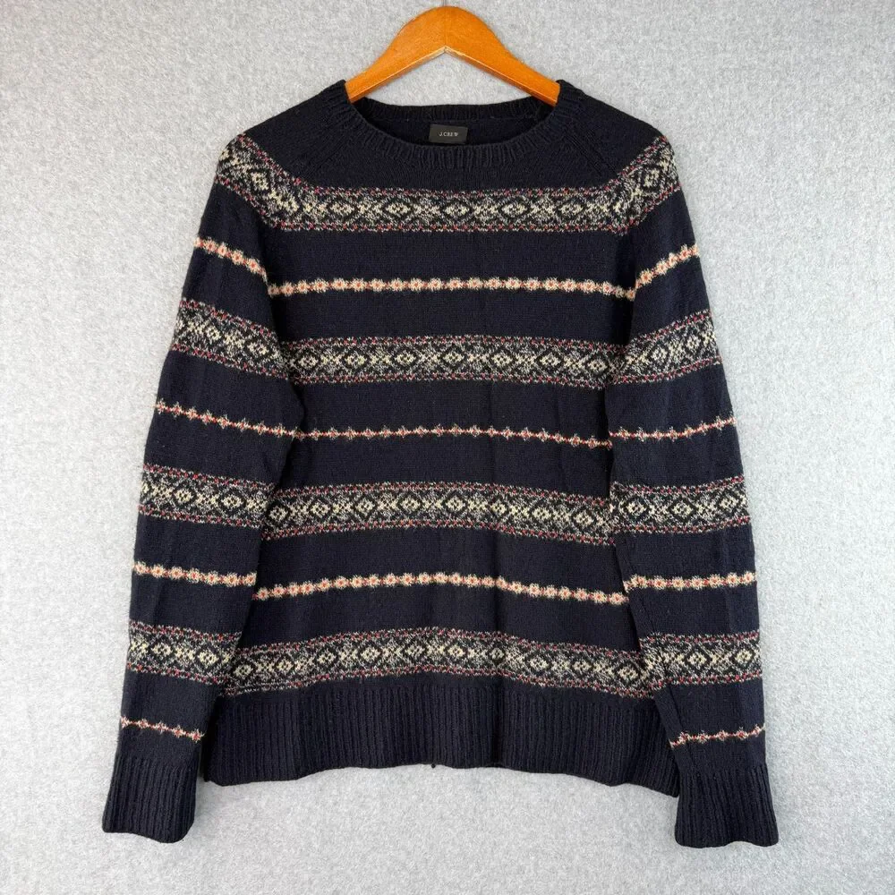 J.Crew Men's Crewneck Sweater Fair Isle Geometric Pullover Preppy Holiday Sz M